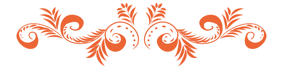 Pédagogie de Chkola, image d’arabesques végétales  oranges